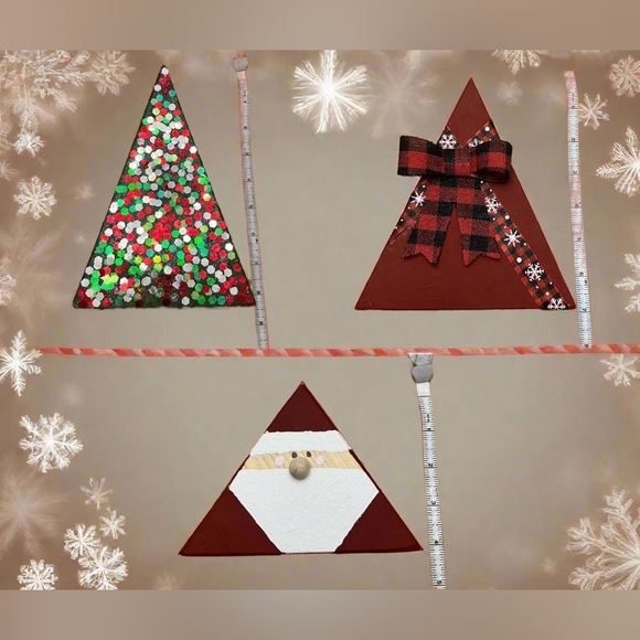 NEW Set of 3 Wood Holiday Centerpiece, Christmas Decor Trees Santa, Hand-Crafted - Picture 7 of 7